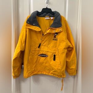 Vtg Mickey Mouse yellow pullover rain jacket Mens Sz small Disney Store 1/4 zip